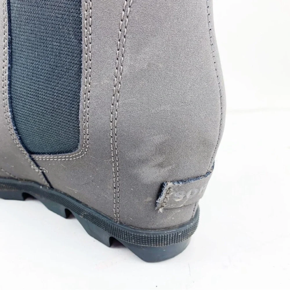 SOREL Gray Joan of Arctic Wedge Hidden Heel Chelsea Boot WOMEN'S Size 5 - Picture 6 of 12